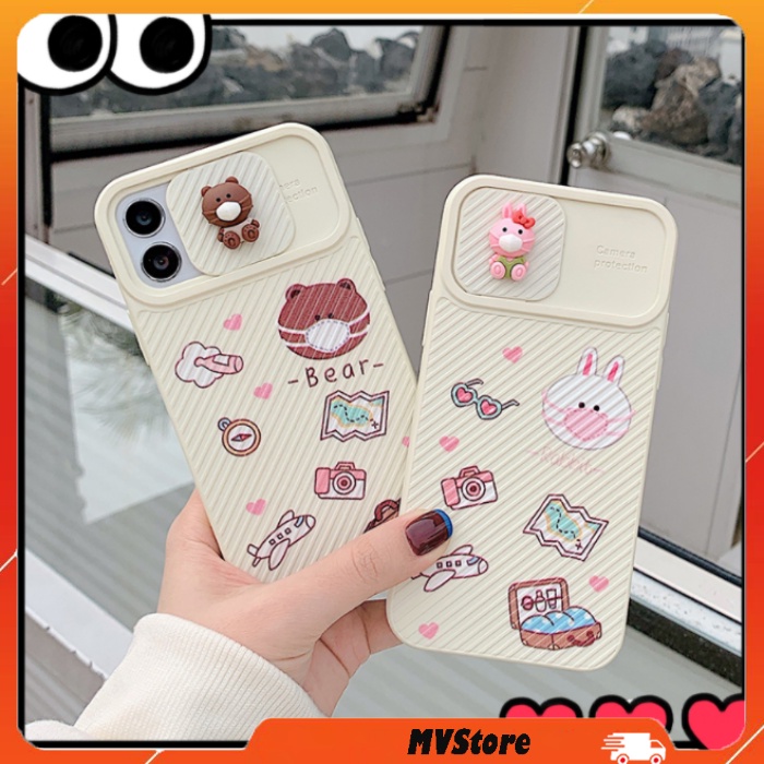 Ốp Điện Thoại Có Miếng Che bảo vệ Camera Gấu brown Thỏ Cony Thời Trang Cho ip 11pro Max