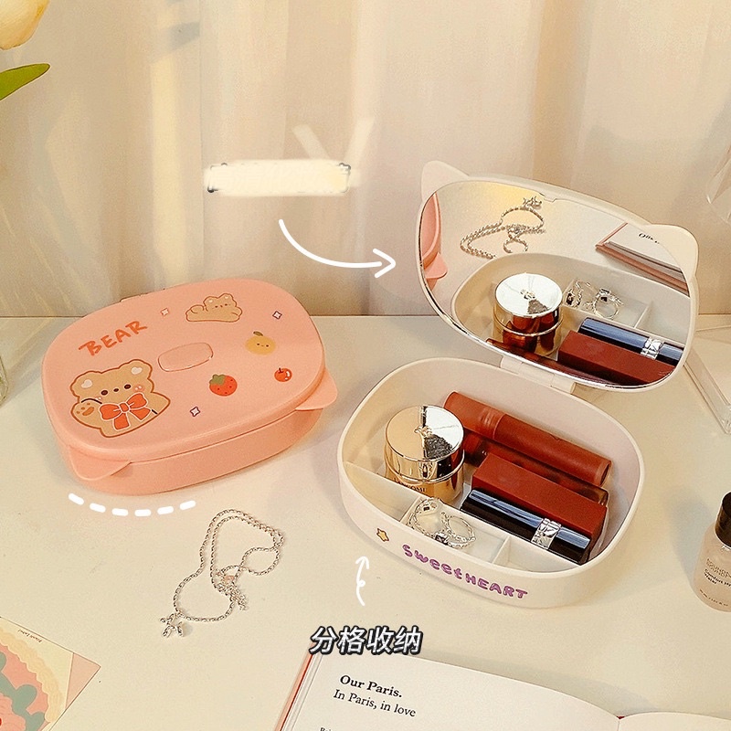 Hộp gương đựng mỹ phẩm dễ thương