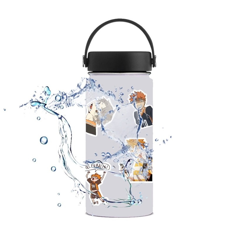 Set 50 miếng dán trang trí laptop/đàn guitar/ván trượt/máy tính bảng chống nước hình hoạt hình Nhật Bản Haikyuu