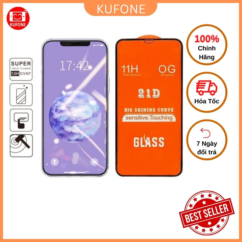 Kính Cường Lực Iphone Full Màn 21D Dành Cho Iphone 6/6s/7/7Plus/X/Xs/11/11promax/12/12promax/13/13promax