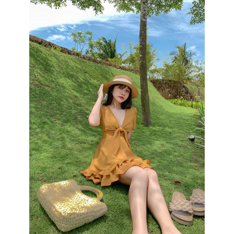 [Mã SKAMA06 giảm 8% tối đa 50K đơn 250K] Đầm Eropi cột nơ trước ngực tùng tầng xoè | BigBuy360 - bigbuy360.vn