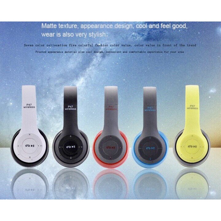 Tai Nghe Không Dây Kết Nối Bluetooth P47 Có Khe Cắm Thẻ Nhớ_Âm Thanh Đỉnh Cao