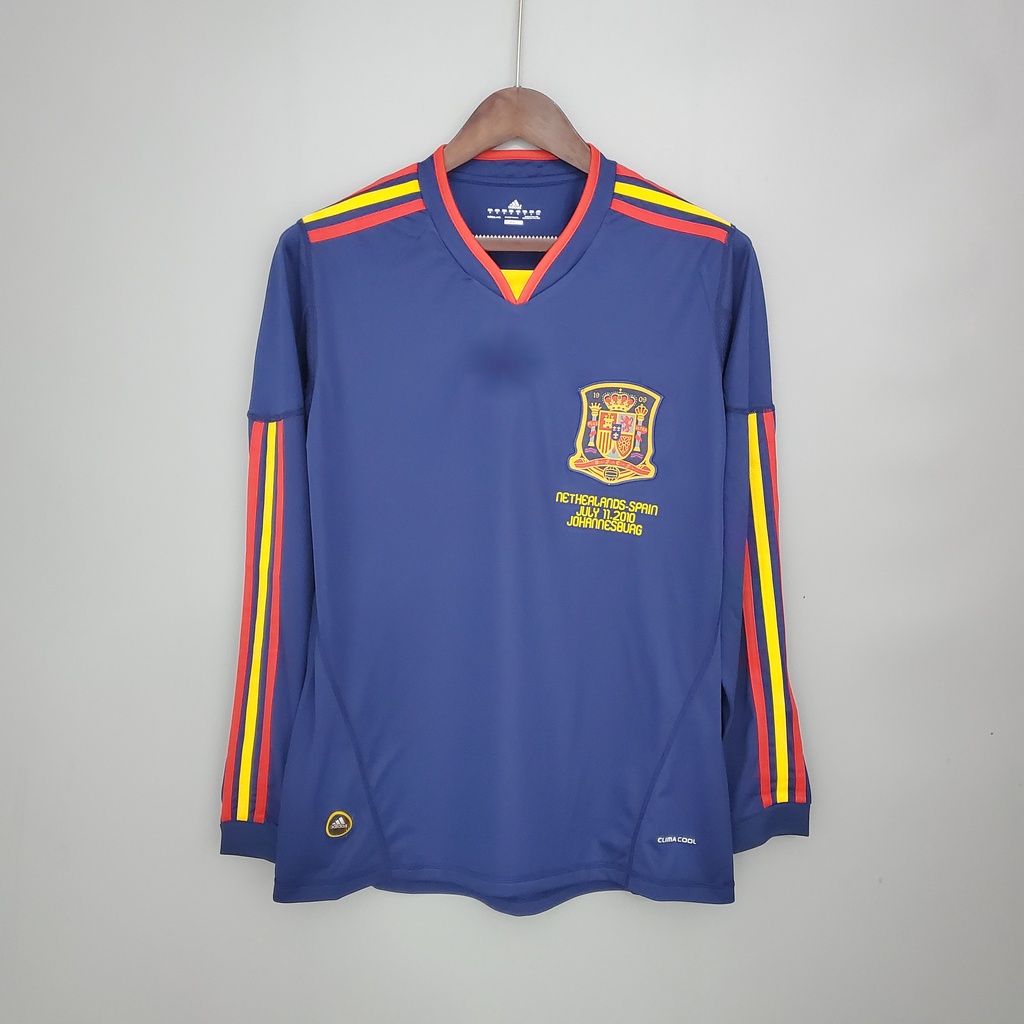 Áo Bóng Đá Tây Ban Nha Jersey-2010 final Jersey-2010 Và Tay Áo Dài Cổ Điển Tây Ban Nha Iniesta Xavi Ramos Torres David Villa