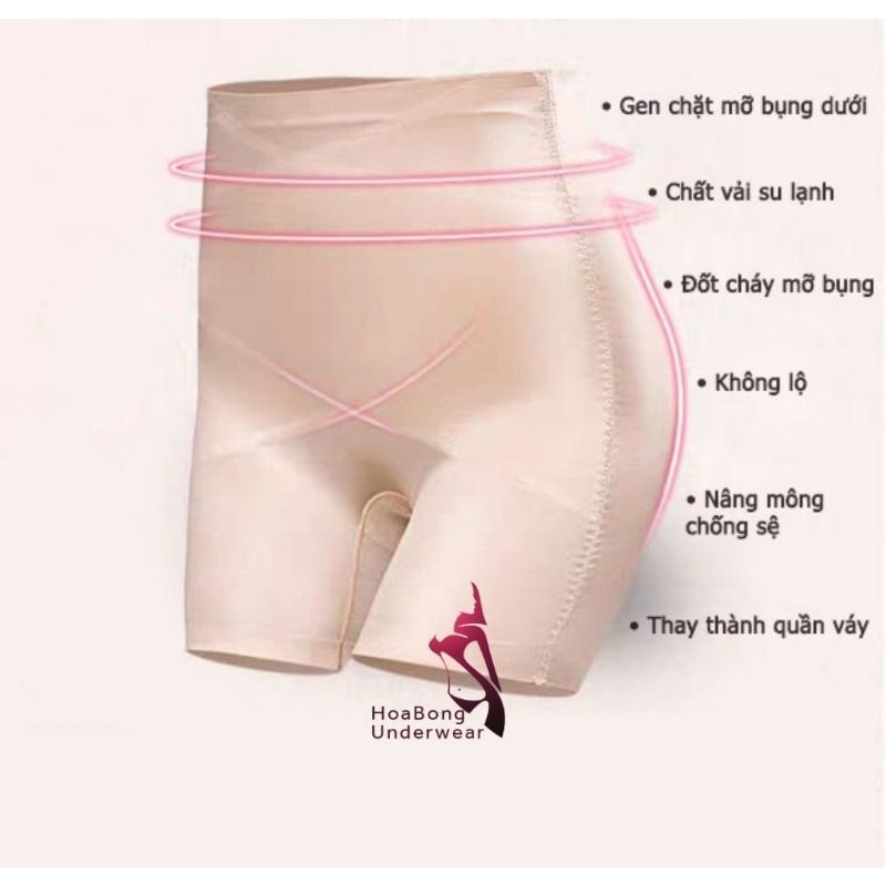 Quần gen bụng đùi su Lụa chống cuộn cao cấp _ Quần Gen Định Hình dáng đùi vát chéo đốt cháy mỡ thừa, siết bụng 8051