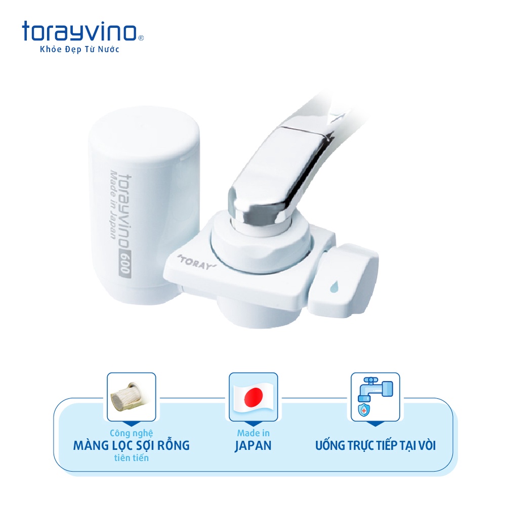 Thiết bị lọc nước Torayvino tại vòi MK303-600B-EG (Đã bao gồm 01 bộ lọc) uống trực tiếp BH 12 tháng