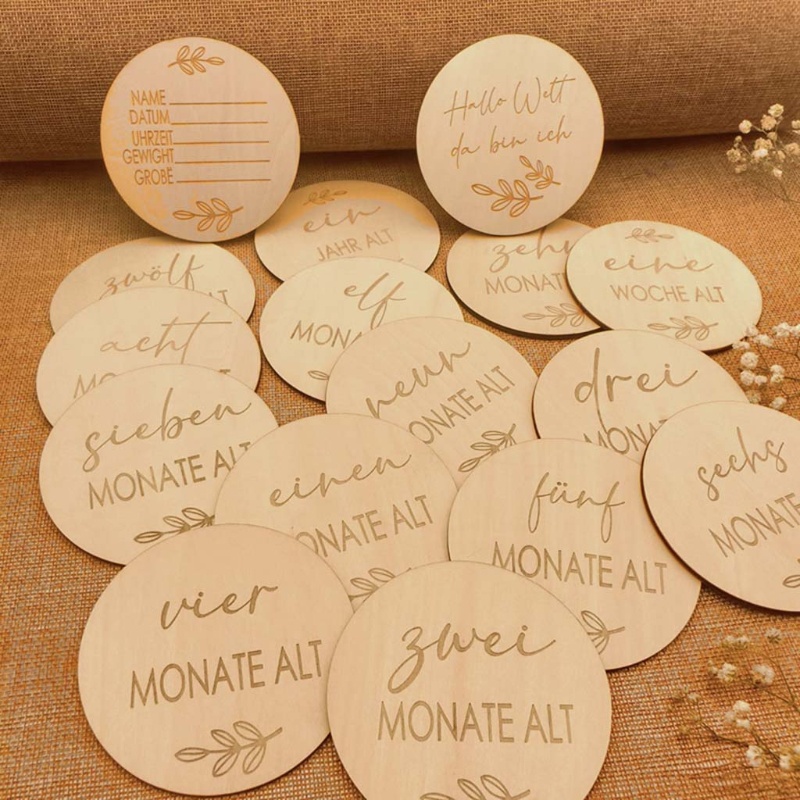 Bộ 16 Thẻ Đánh Dấu Cột Mốc Phát Triển Theo Tháng Cho Bé Sơ Sinh