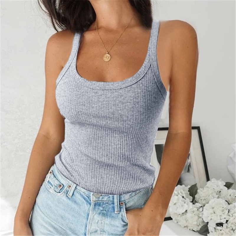 Áo Thun Ba Lỗ Cổ Chữ U Màu Trơn Size Lớn S-5XL Chất Lượng Cao Cho Nữ