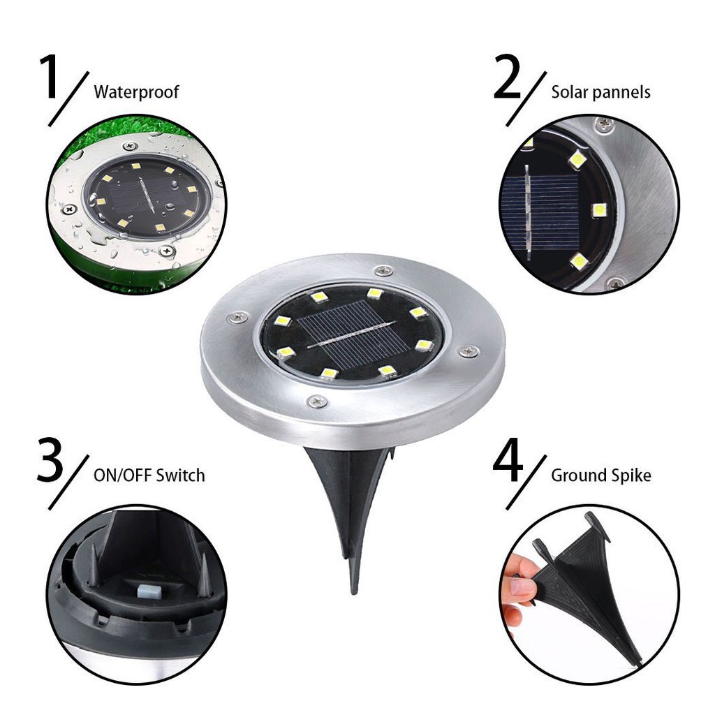 Đèn LED Tròn 8 Bóng Sử Dụng Năng Lượng Mặt Trời