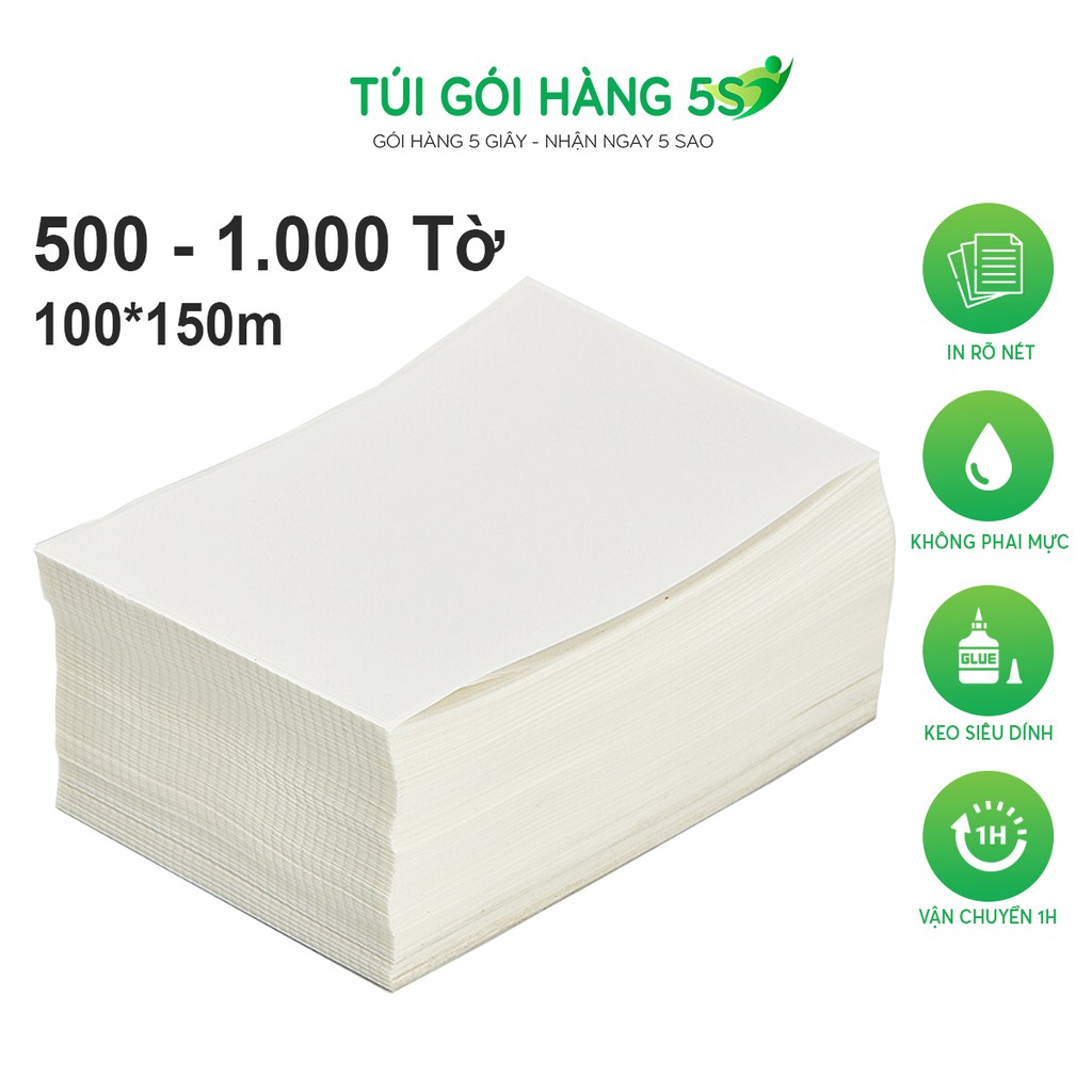 Giấy In Nhiệt Tự Dính A6 Tệp 500 tờ Có Sẵn Lớp Dán, In Đơn Thương Mại Điện Tử