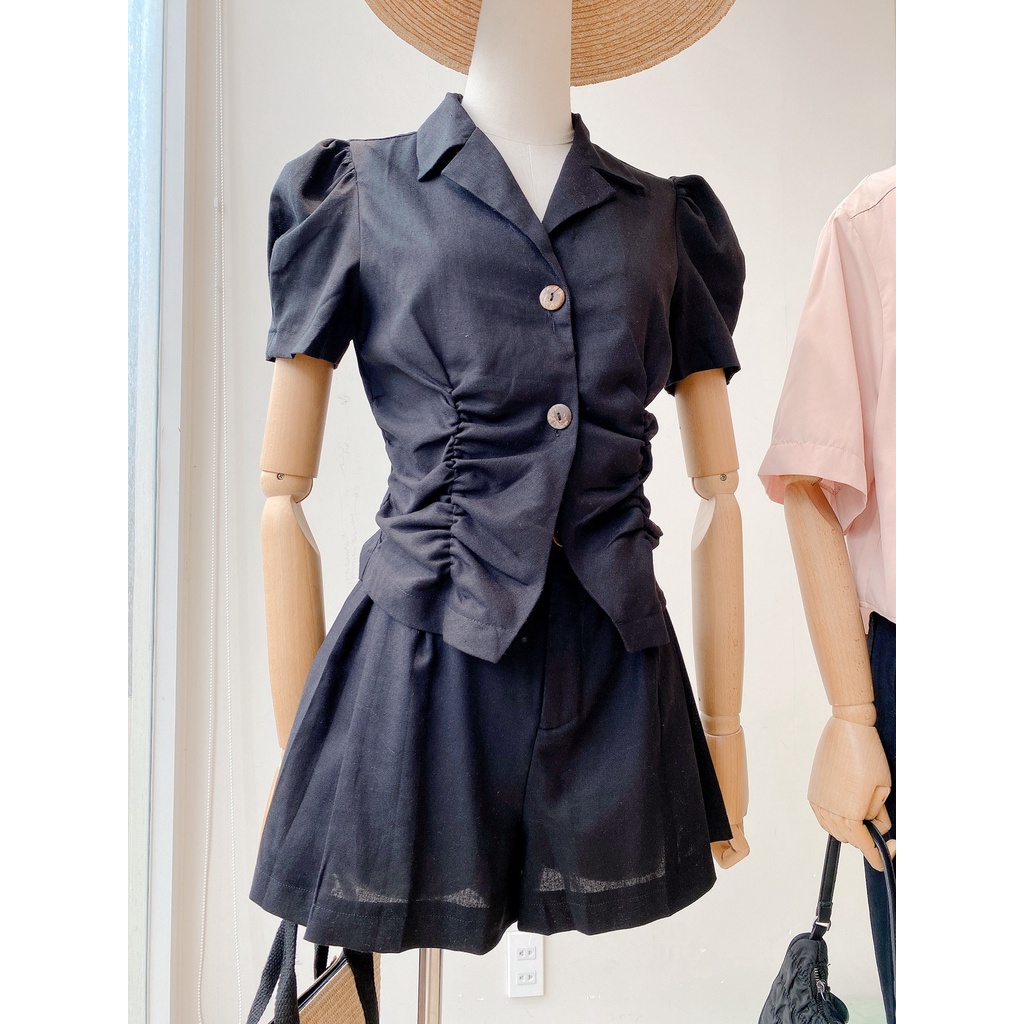 Áo sơ mi kiểu cổ danton nhún thun thanh lịch by MIEU - JJ25