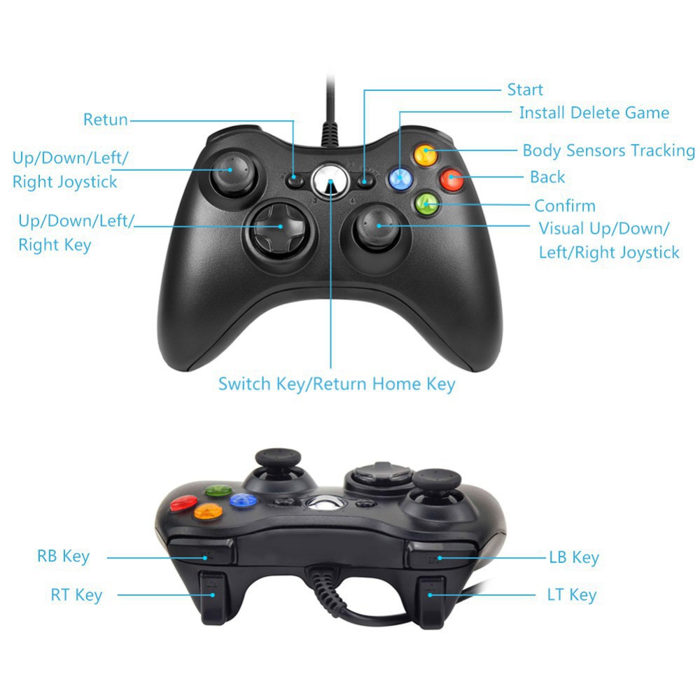 Tay cầm Chơi Game Microsoft Xbox 360 có dây full box - Tay cầm chơi game PC, Laptop cực tối ưu, chơi full skill FO4, FO3