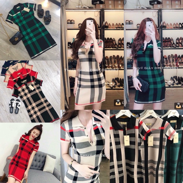 Váy len kẻ cổ đức siêu xịn