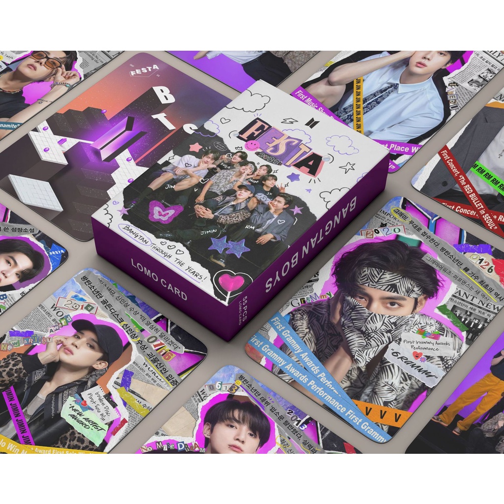 Set 55 Tấm Thẻ Ảnh In Hình Thành Viên Nhóm BTS 2022 BTS Festa 2022 9th