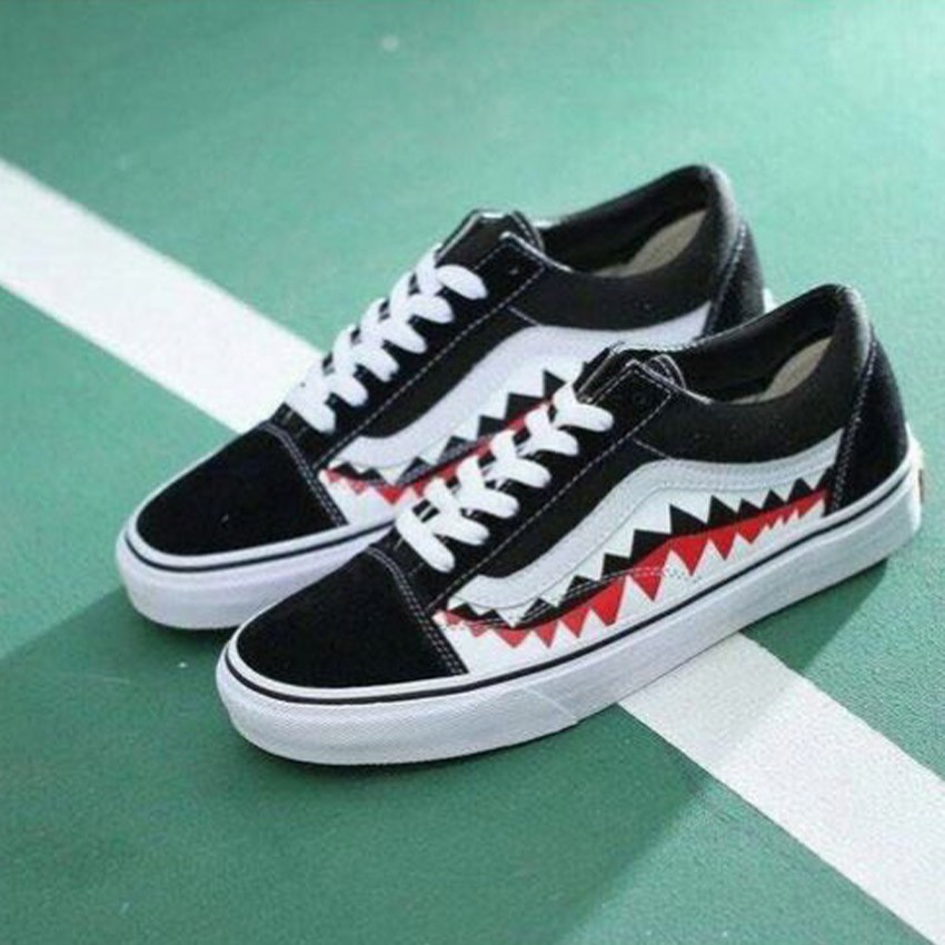 Giày Thể Thao vans Old Skool Cá Mập  Nam Nữ thời trang tăng hộp,