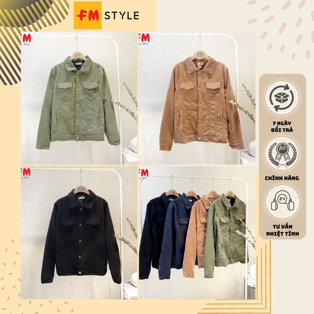 Áo khoác nam phong cách retro vải nhung tăm lót gió | Áo khoác nam phong cách Vintage | Fmstyle Shop