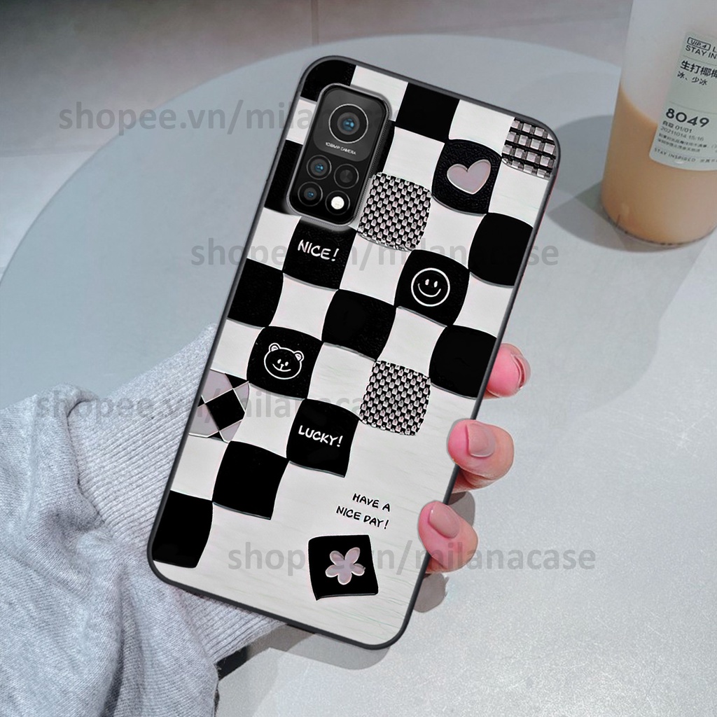 Ốp Xiaomi Mi 10T Pro in hình caro trái tim siêu đẹp, siêu nét đầy phong cách cá tính