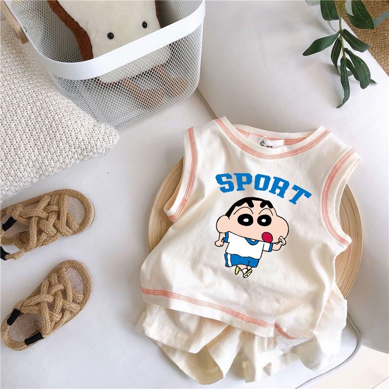 Bộ Đồ Thể Thao Áo Thun Cotton Tay Ngắn Phối Quần Ngắn Phong Cách Phương Tây Thời Trang Mùa Hè Mới Cho Bé Trai Gái 2022