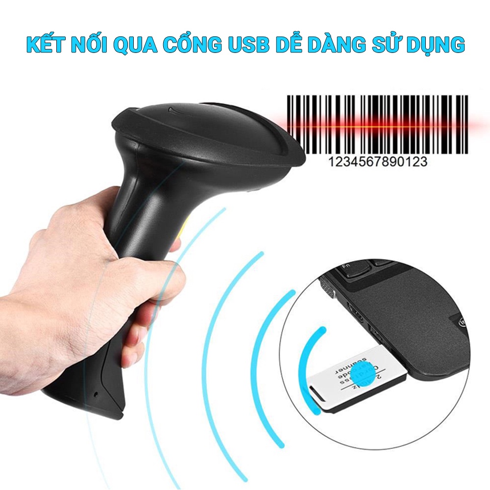 Máy quét mã vạch cầm tay không dây Corisu wireless 2.4G chất lượng cao quét nhạy sử dụng dễ dàng - Bảo hành 12 tháng