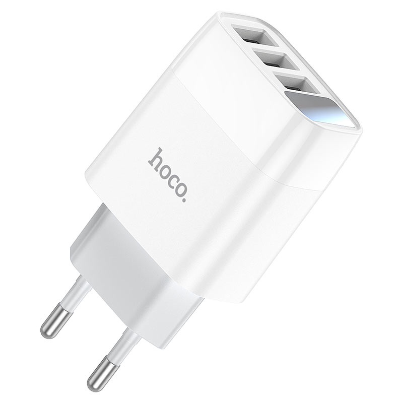 Củ sạc 3.4A Hoco C93A màn LED báo sạc, chân tròn 3 cổng USB sạc được nhiều thiết bị - Chính hãng