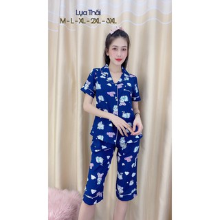 Sét Đồ Bộ Pizama lụa thái loại 1 quần lửng (kèm ảnh chụp thật)