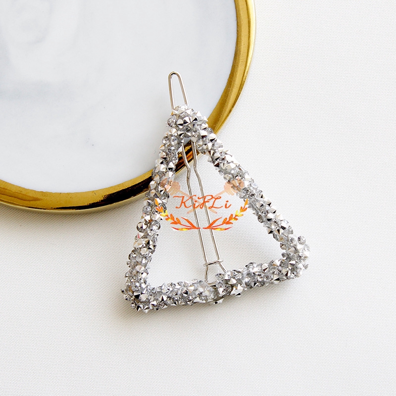 Kẹp Tóc Thiết Kế Kiểu Hình Học Độc Đáo Đính Đá Giả Phong Cách Hàn Quốc Cho Nữ