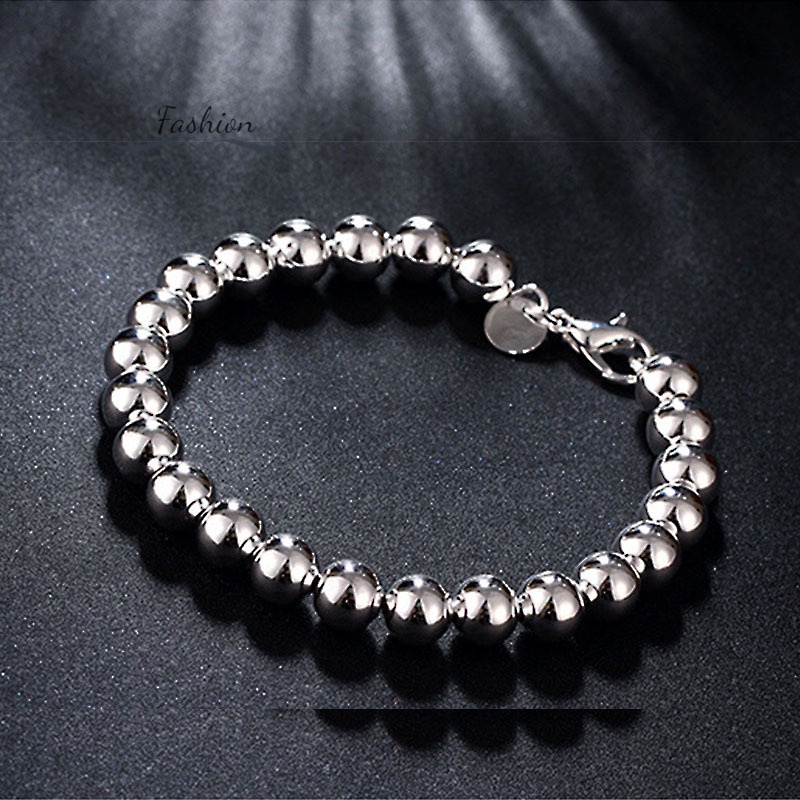 Vòng Tay Chuỗi Hạt Bạc 925 8MM Phong Cách Phật Giáo Cho Nam Và Nữ