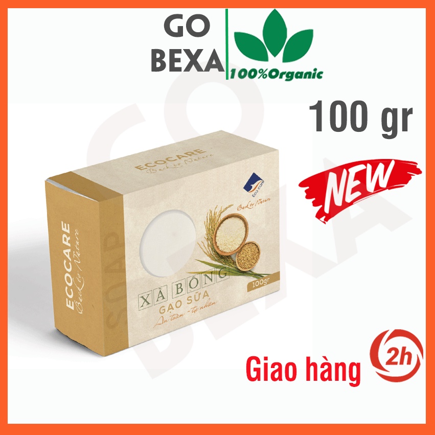 Xà bông sữa gạo Ecocare, Xà bông thiên nhiên cho mặt và tắm 100gr