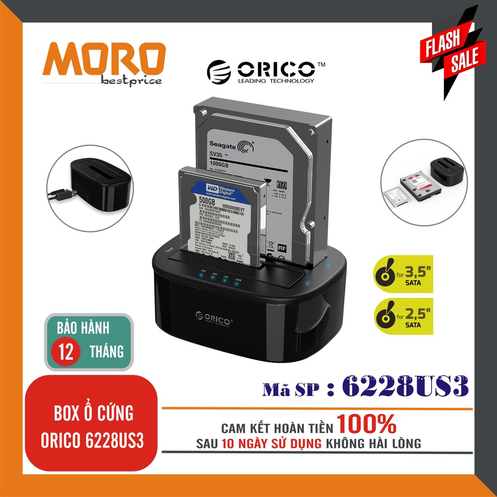 Box ổ cứng Orico 6228US3 SATA III USB 3.0 - Phân phối chính hãng