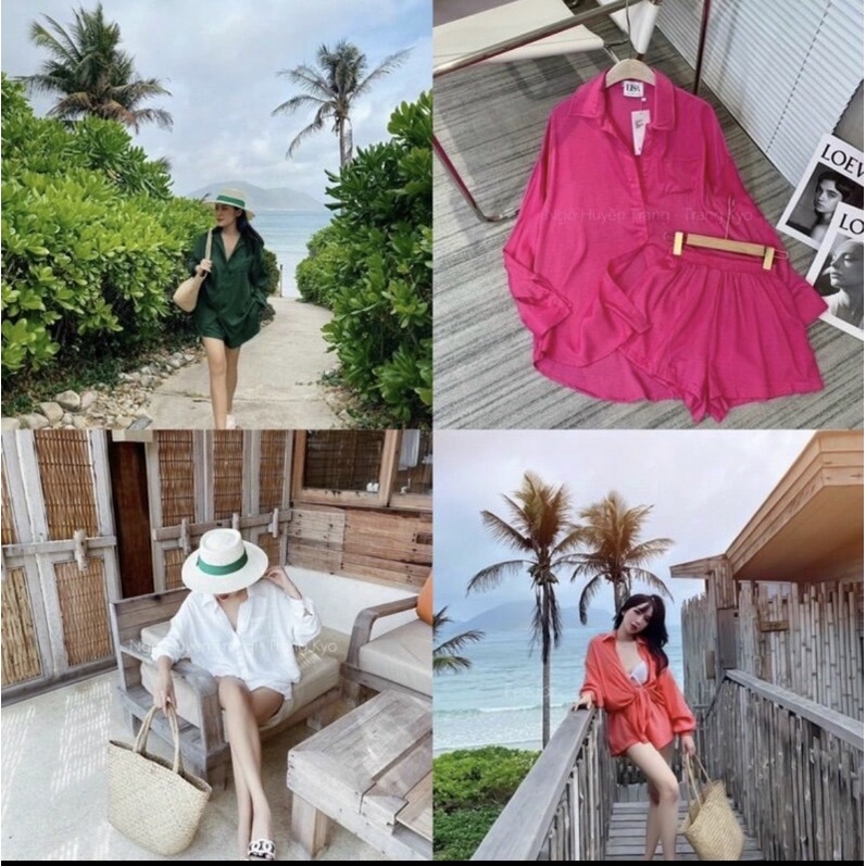 (SHOP BIGSIZE nữ 50kg đến 90kg) set áo sơ mi thời trang nữ bigsize