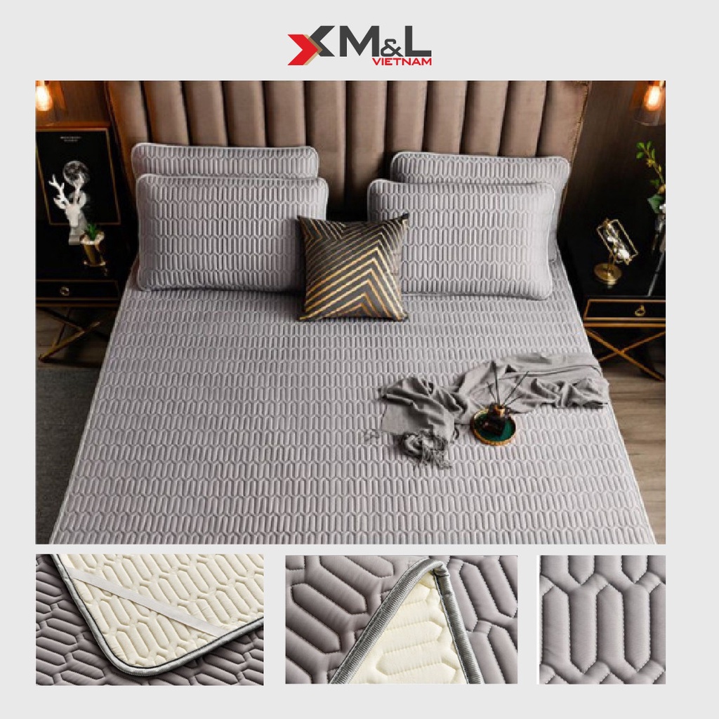 Chiếu điều hòa kèm 2 áo gối - lụa Nano lót cao su non - Tencel Latex M&amp;L CM1