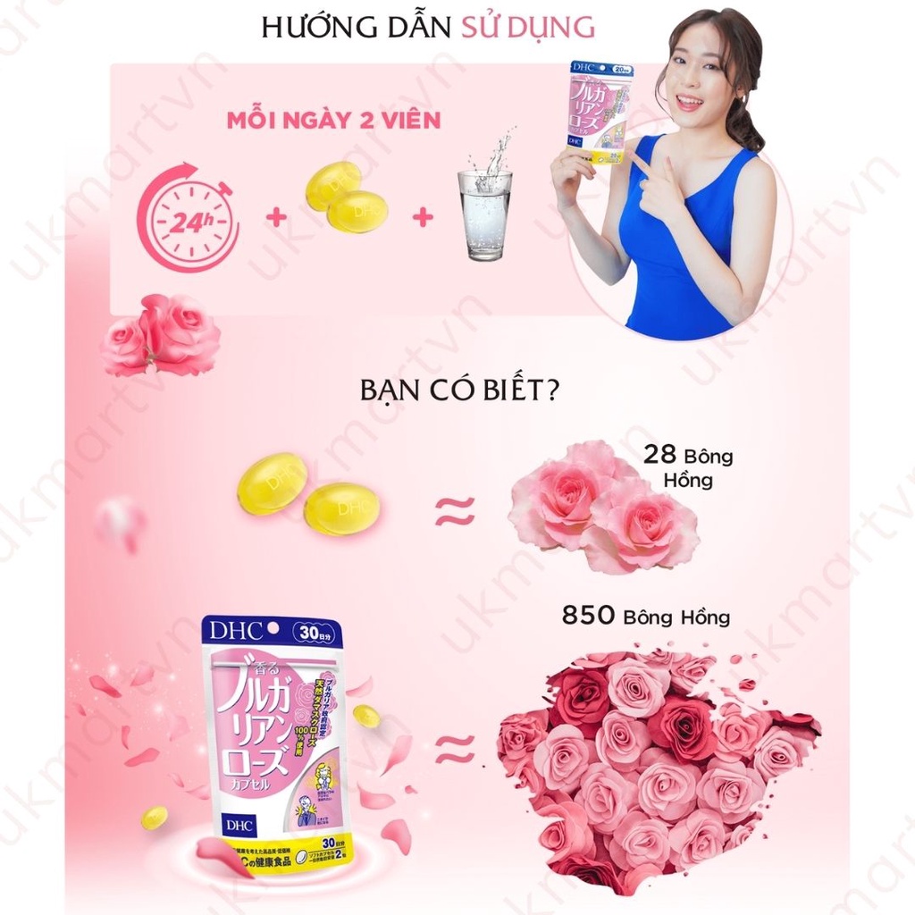 Viên Uống Hương Hoa Hồng DHC Bulgarian Rose Capsule 30 Ngày