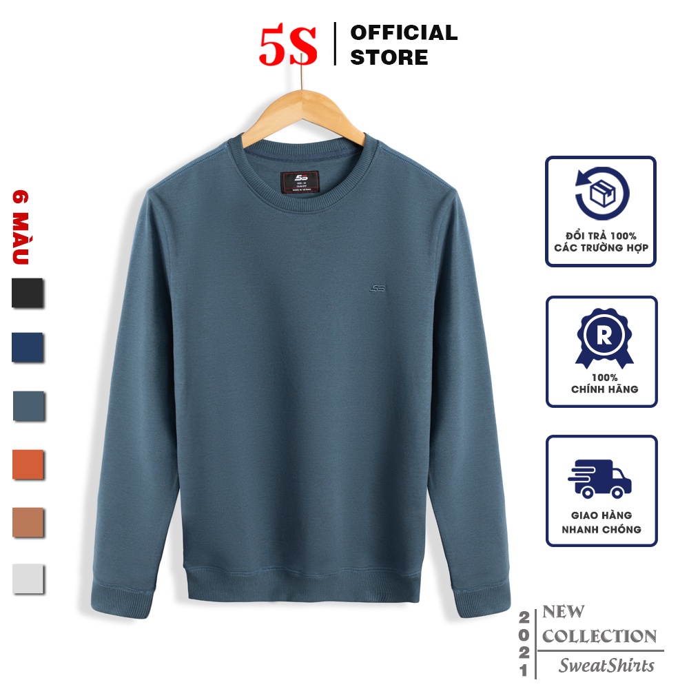 Áo Nỉ Nam Dài Tay Cổ Tròn 5S, Chất Liệu Nỉ Cao Cấp Mềm Mại, Không Bai Xù, Co Giãn Tốt, Phom Ôm Vừa Trẻ Trung (ANI21013)