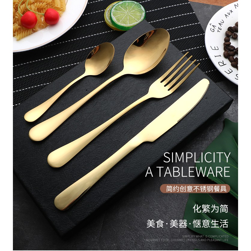 KATELV Bộ dụng cụ ăn 4 món bằng thép không gỉ kim loại đầy màu sắc cao cấp phong cách Hàn Quốc hỗ trợ tùy chỉnh logo
