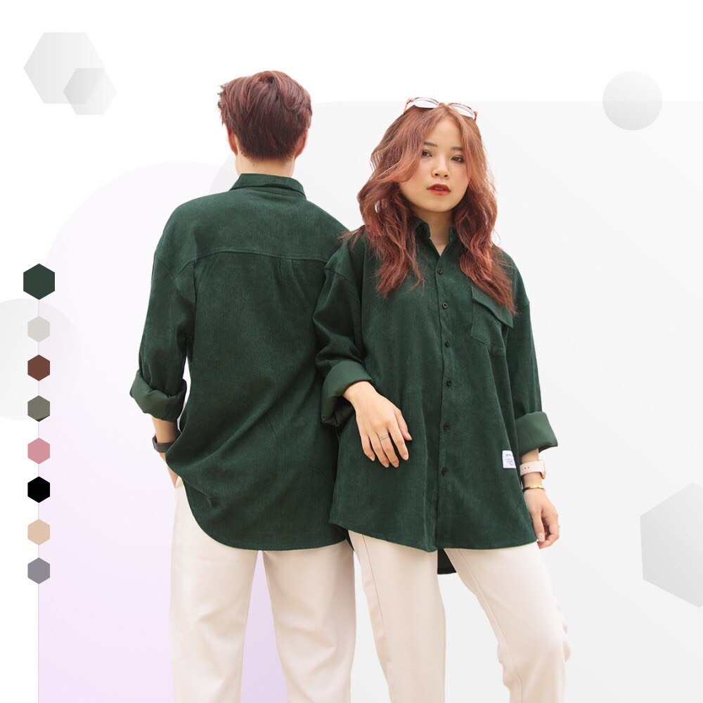 Áo sơ mi nhung tay dài unisex dáng rộng cao cấp vải nhung tăm siêu hot - Gen J