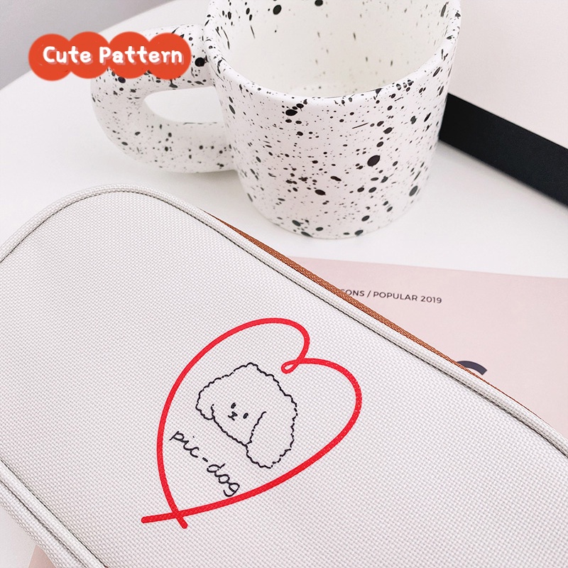 Túi Đựng Bút Bằng Vải Canvas Cỡ Lớn In Hình Gấu Hoạt Hình Dễ Thương