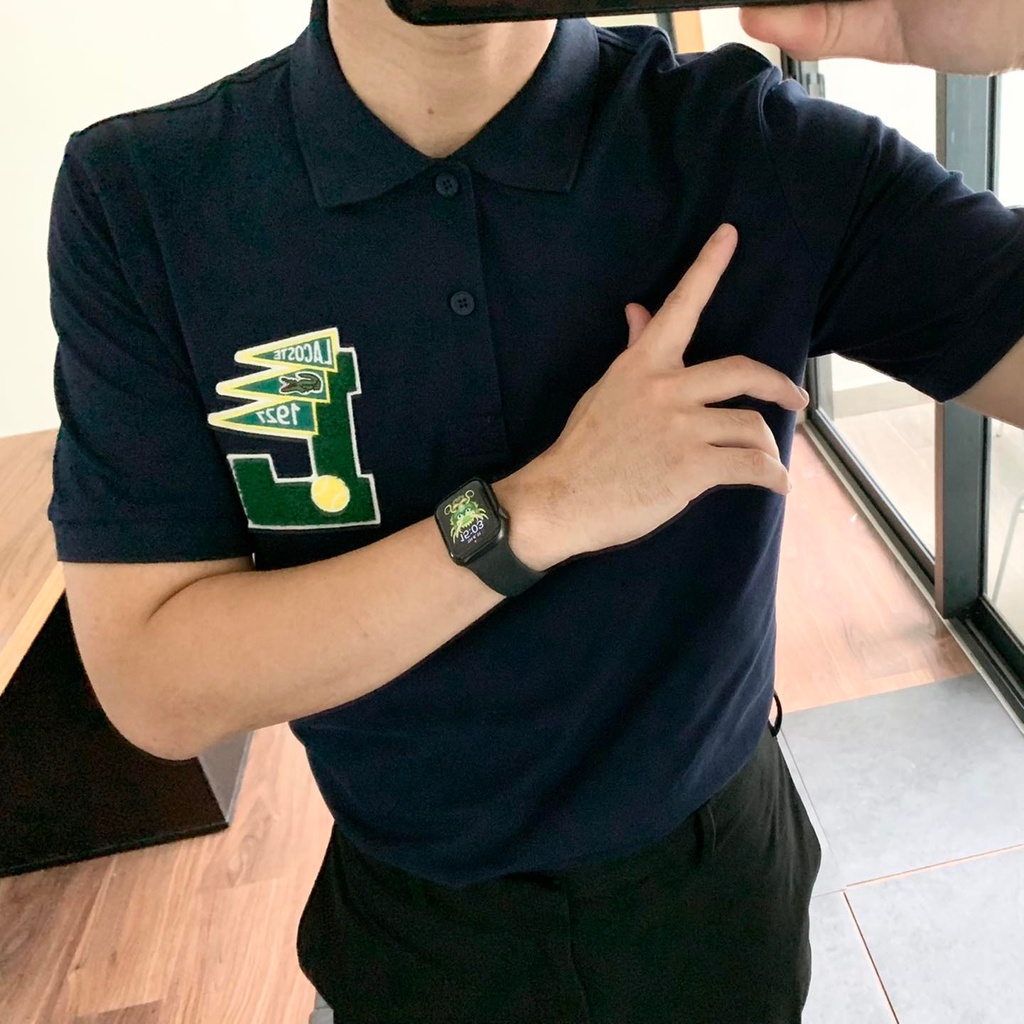 Polo LCST logo thêu 3 tam giác - Xanh than