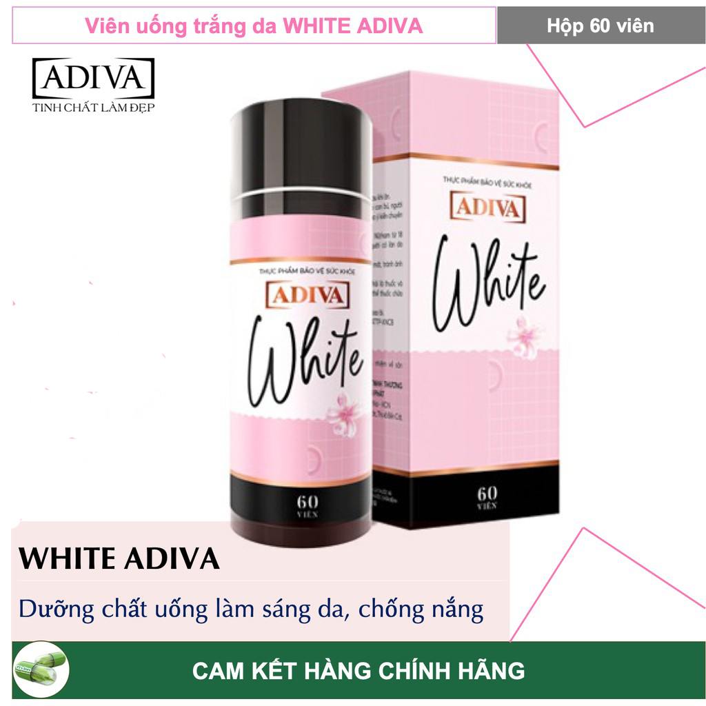 Viên uống trắng da ngăn ngừa lão hóa Adiva White - Hộp 60 viên