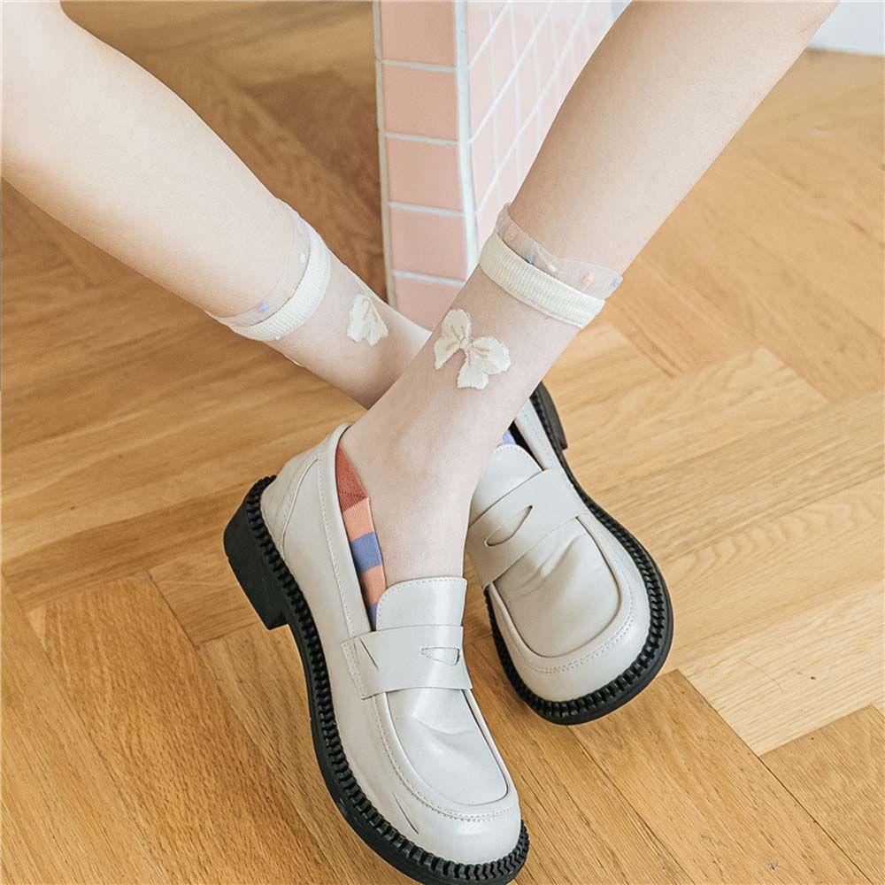Tất Siêu Mỏng Trong Suốt Thời Trang Cho Nữ|Vớ Lưới Lụa Phối Nơ Phong Cách Hàn Quốc Thời Trang Xuân Hè