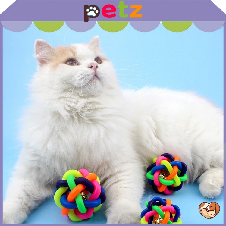 Bóng 7 màu cho chó mèo có chuông PETZ đồ chơi bóng cầu vồng có chuông lắc cho thú cưng