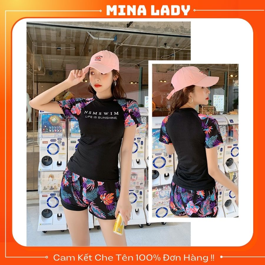 Bộ Đồ Bơi Nữ Gồm Áo Bơi Kín Đáo Và Quần Bơi Nữ Màu Hoa Đẹp Mắt Trẻ Trung Cuốn Hút Giá Rẻ -Hàng Quảng Châu Loại 1