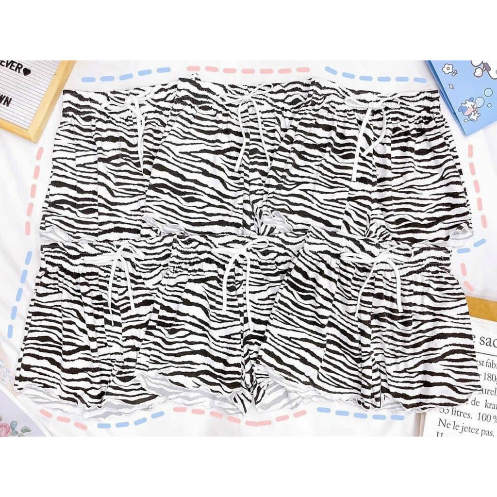 quần short chất thun họa tiết bò sữa ngựa vằn