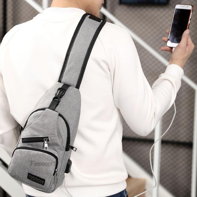 (Fenteer 1) Balo Đeo Trước Ngực Chống Nước Có Cổng Sạc Usb