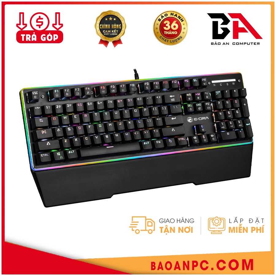Bàn phím cơ Edra EK308 Led RGB - Có Kê tay- chống nước