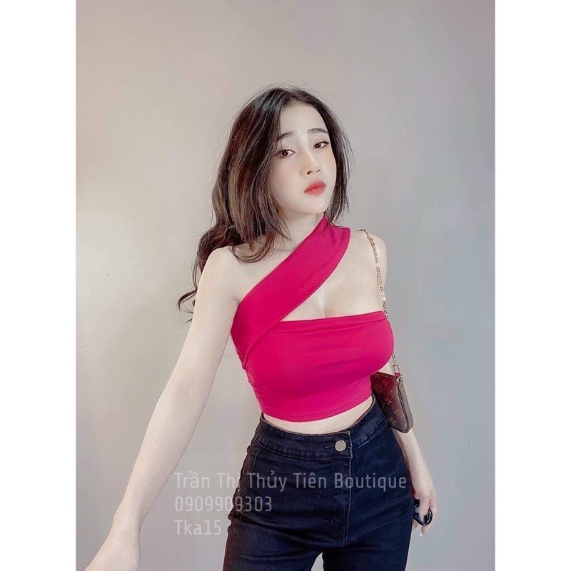 áo kiểu xéo vai khoen tròn ngực siêu xinh