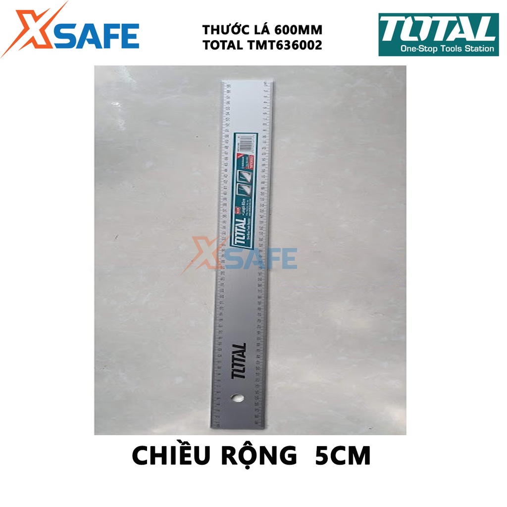 Thước đo TOTAL TMT636002 Thước lá dài 60cm, rộng 5cm, chất liệu nhôm anodized chịu nhiệt, chịu lực tốt, chống gỉ sét