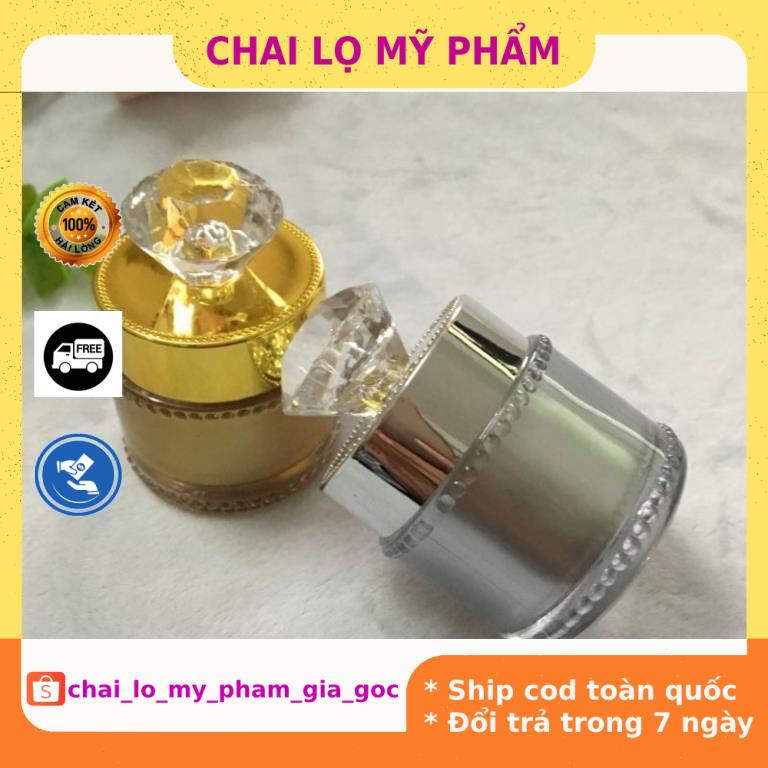 Hủ Đựng Kem ❤ GIÁ TỐT NHẤT ❤ Hủ chiết kem hột xoàn 5g,15g vàng,bạc đựng mỹ phẩm , phụ kiện du lịch