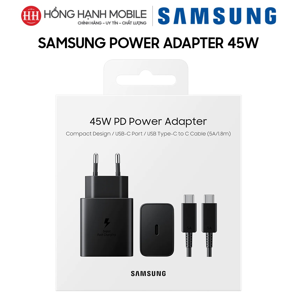 Cốc Sạc Samsung Power Adapter 45W Type C EP-T4510 - Hàng Chính Hãng