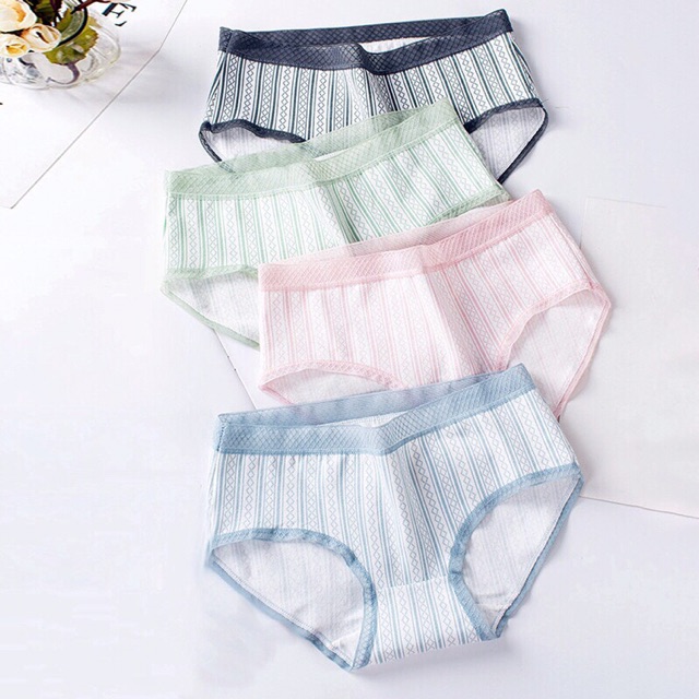 Quần Lót Nữ Cotton Kẻ Caro Cạp Ren 045