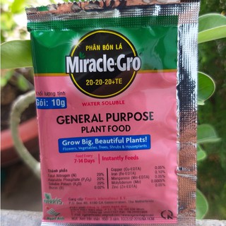 Phân bón lá dùng cho Hoa Hồng Miracle Gro 20-20-20+Te ( Dùng cho Lan, Hồng, dinh dưỡng cân bằng cho cây trồng)