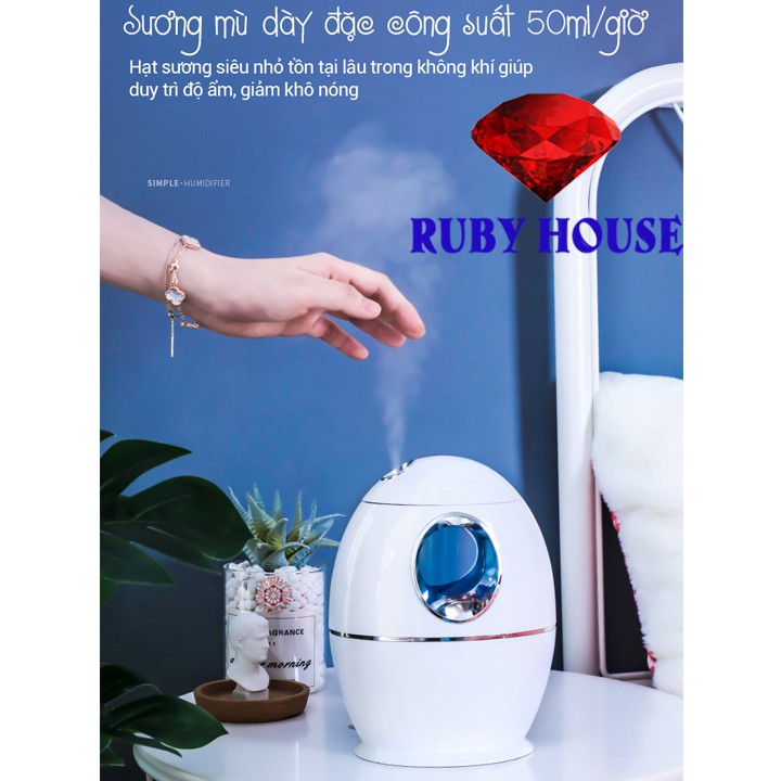 Máy phun sương tạo độ ẩm khuếch tán tinh dầu độ phun đèn led, nhỏ gọn tiện lợi-Ruby House